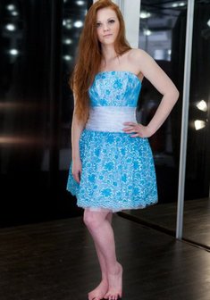 Вечернее платье С44751. С пышной юбкой, короткое без шлейфа.